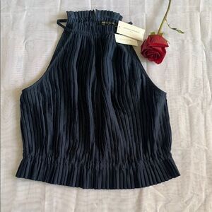 Banana Republic Black Pleated Smocked Tank Top